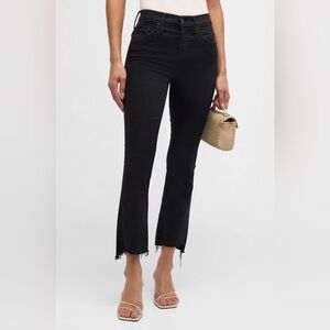 MOTHER The Insider Crop Step Fray jeans in black denim